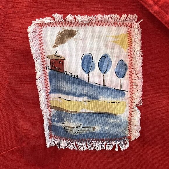 Stonebridge Vtg Linen Rayon Set Top Plus Size 1X Pants XL Red Nautical Travel - Picture 6 of 16